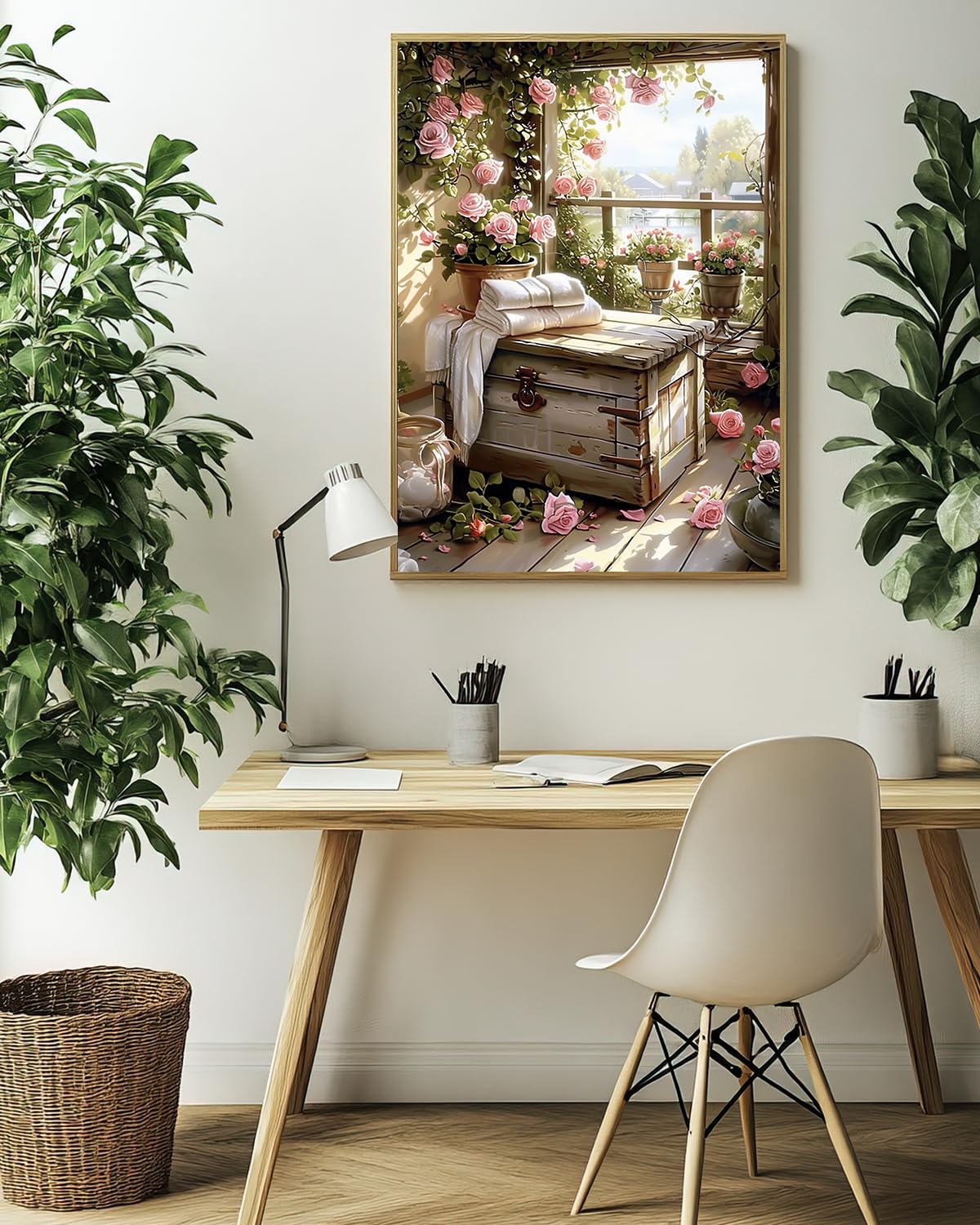 Rose Diamond Art Kits for Adults, Flowers Easy Crafts 5D Diamond Painting Dot Kit for Adult Beginners, Plant Flower DIY Round Dots Full Drill Diamonds Paintings Arts for Home Wall Decor Gifts 12X16 In Luckyrichrui