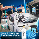 Saker Foam Cannon for Pressure Washer Kit with Foam Cannon Dual Connector Accessory,Pressure Washer Gun for Car Washing and Cleaning,5 Power Washer Sprayer Nozzles Saker