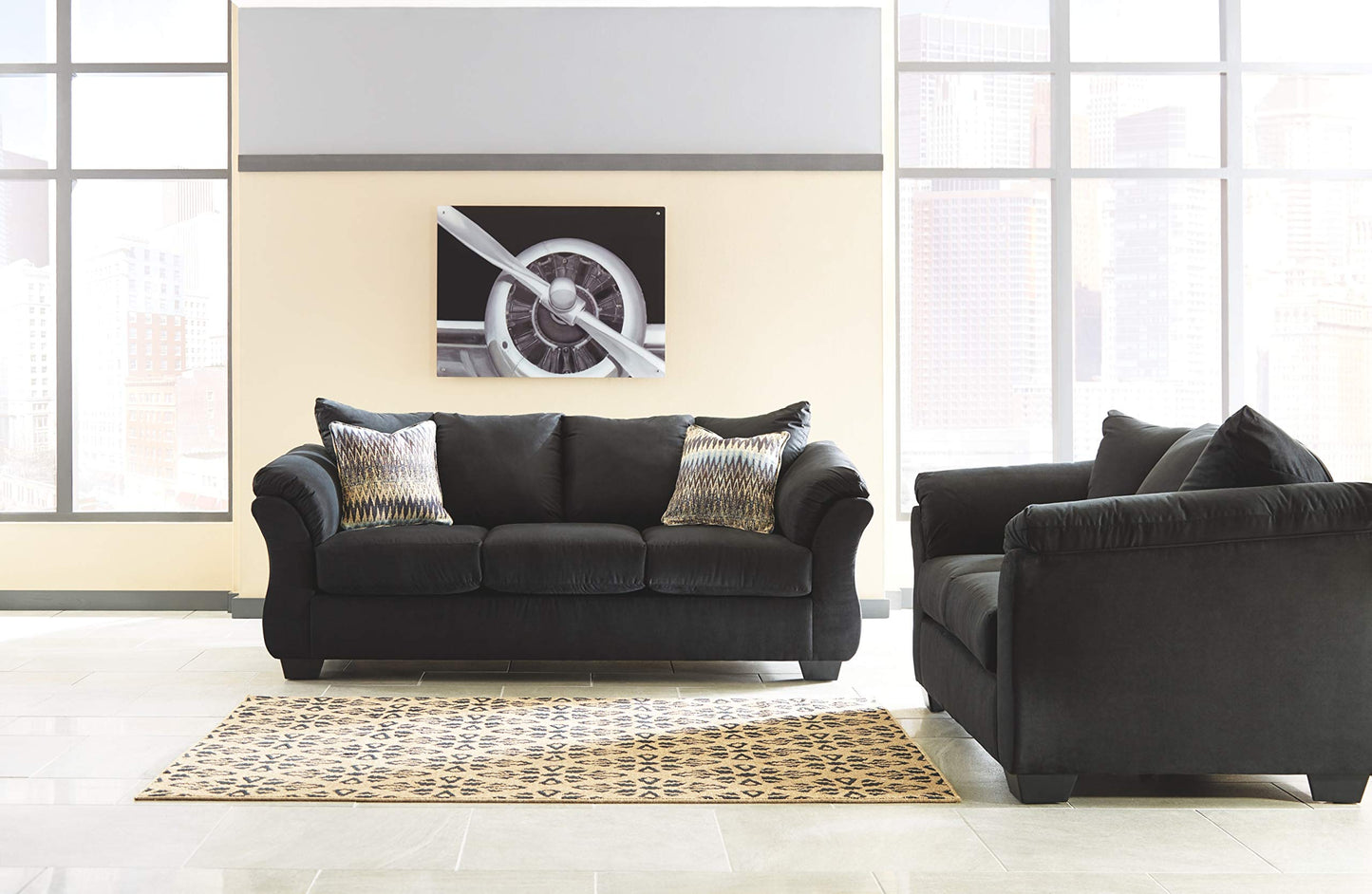 Signature Design by Ashley Darcy Classic Contemporary Sofa, Black