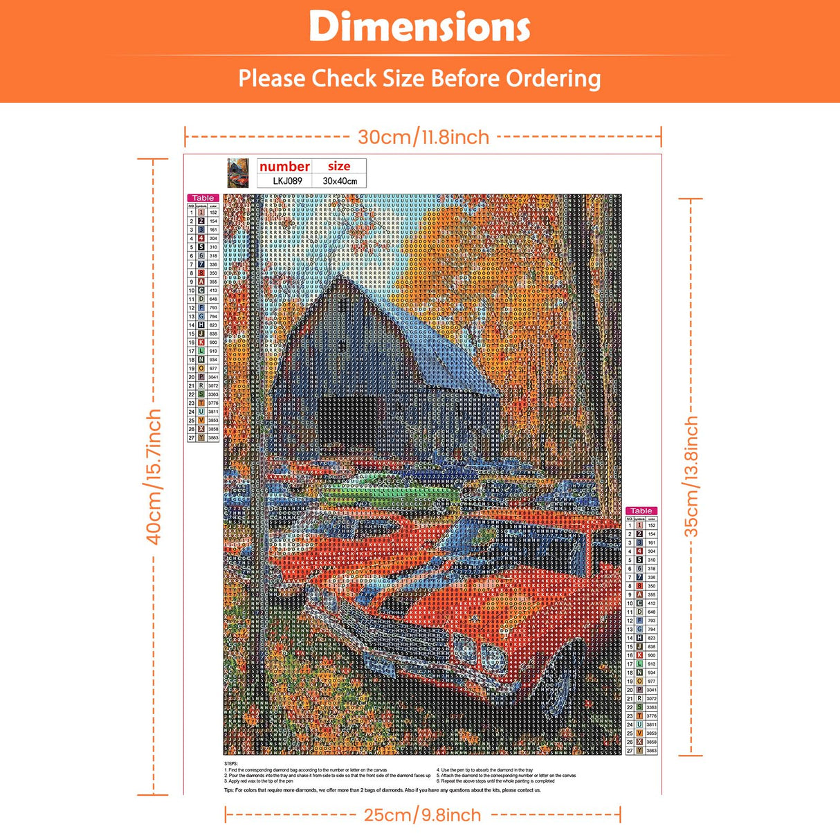 KEYIFA Sports Car Diamond Art Kits for Adults, DIY Diamond Painting Pickup Truck, Round Full Drill, 5D Barn Diamonds Dots Mosaic Painting, Gem Arts Craft for Home Wall Decor Gifts, 30x40cm KEYIFA