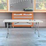 Office Star Resin Multipurpose Rectangle Folding Table for Indoor or Outdoor Use, 6 Feet Light Gray Office Star Products