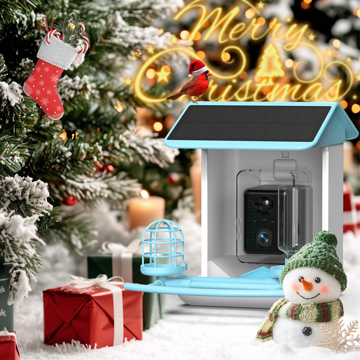 BROAIMX Smart Bird Feeder with Camera, Free AI Forever for 11,000+ Bird Species, 64G TF Card & 1080P HD, Solar-Powered Wireless Outdoor Bird Feeder, App Alerts & Two-Way Audio for Garden Bird Watching BROAIMX