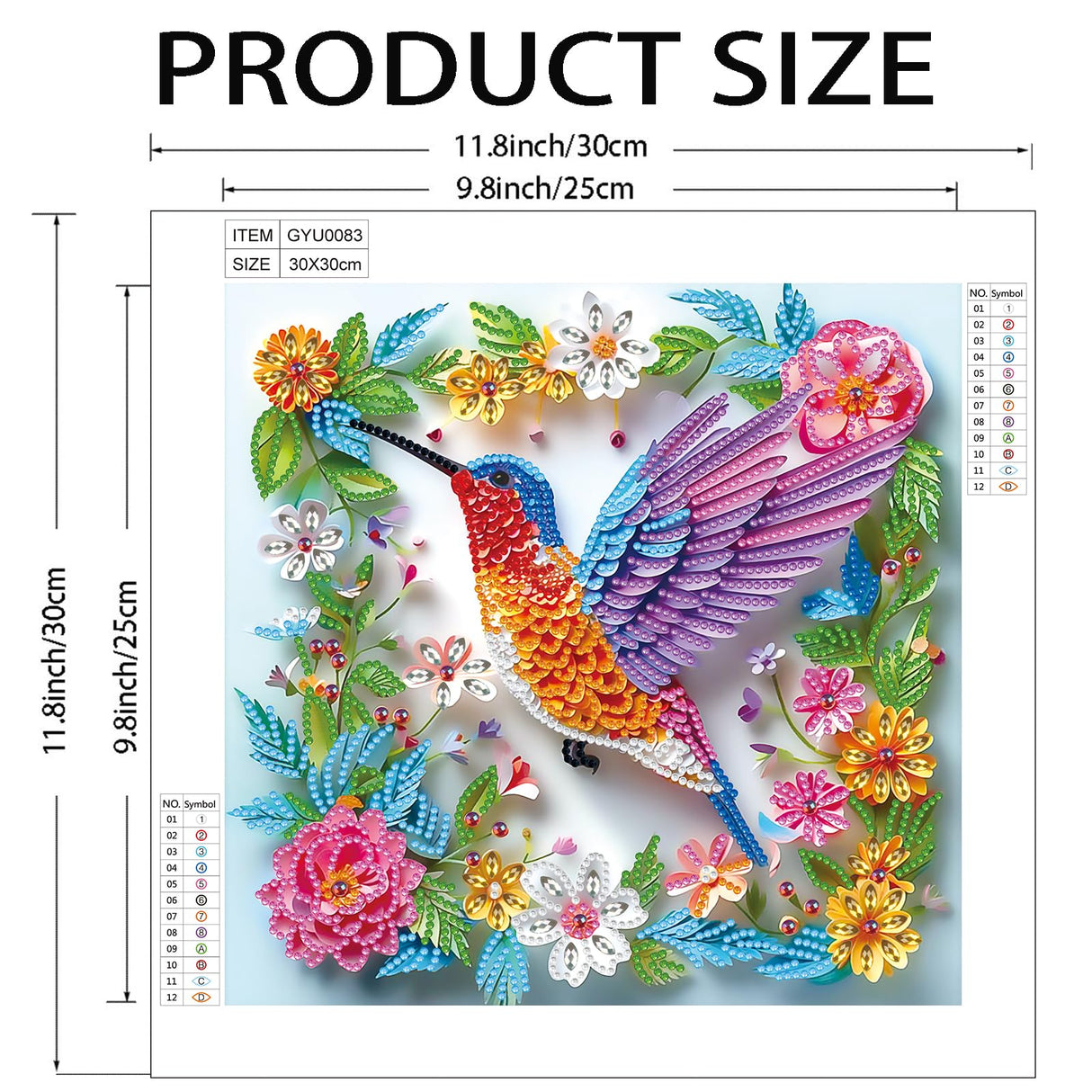 Hummingbird Special Shape Diamond Art Kits for Beginners,5D Small Diamond Painting Kits for Adults DIY Flowers Diamonds Dots Painting with Crystals Rhinestones Gem Art and Crafts 11.8 X 11.8inch Paintcolor