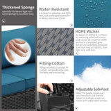 Rattaner Outdoor Furniture Loveseat Sofa Patio Furniture Small Sofa 2 Seater Couch with Anti-Slip Cushions Lumbar Pillow and Waterproof Cover, Peacock Blue Rattaner