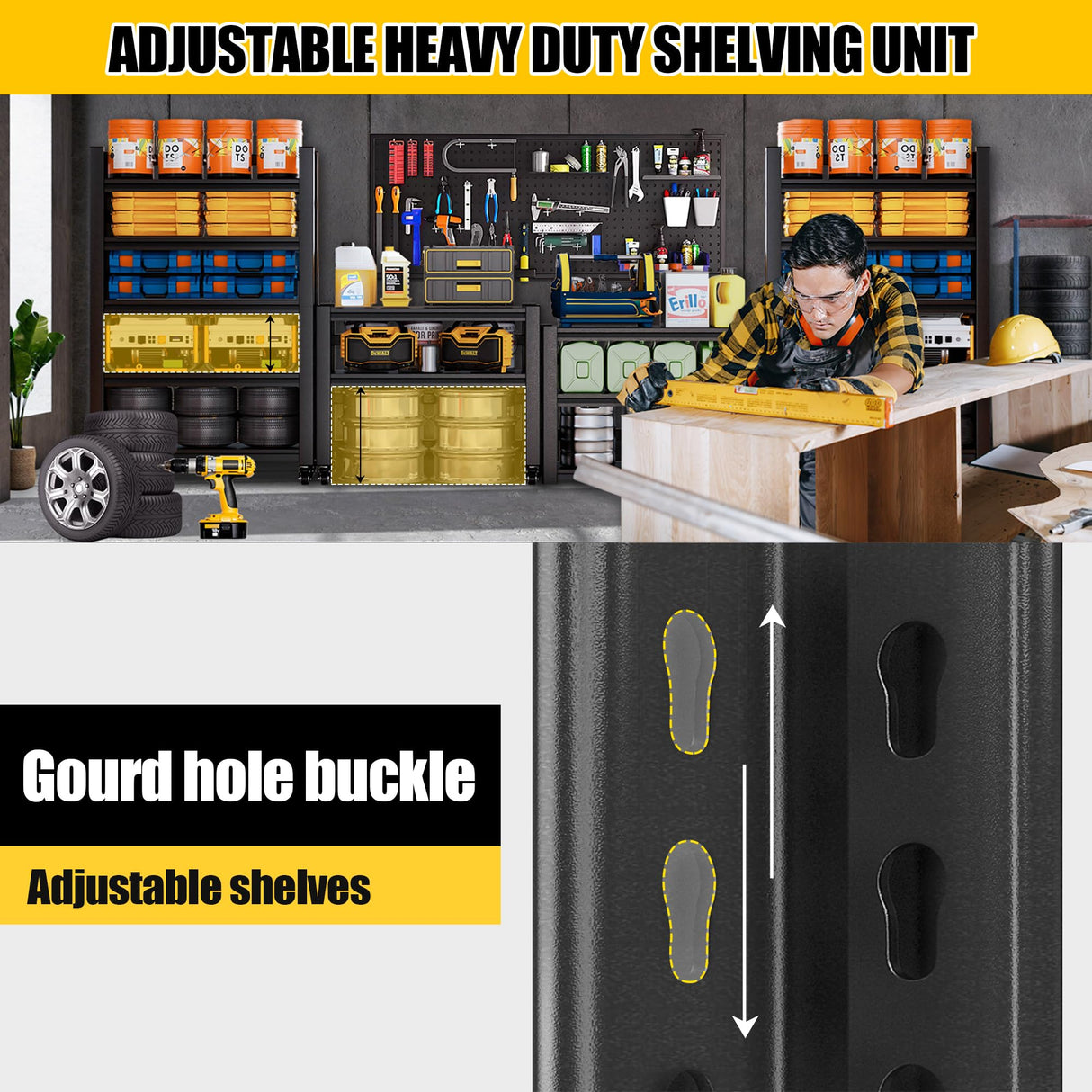 SFTORMAS 72" H Garage Shelving with Wheels Heavy Duty Storage Shelves Adjustable 5 Tier Metal Shelves for Garage Warehouse Basement Industrial Utility Racks,Black,72" HX35 WX15.75 D SFTORMAS