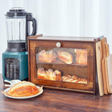 Worthyeah Bamboo Bread Box for Kitchen Countertop, Wooden Bread Storage Box with Transparent Window, 2-Layer Large Capacity Bread Storage, Kitchen Bread Holder, Self Assembly Worthyeah
