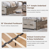 RedLemon Farmhouse Queen Bed Frame with 54" Geometric Headboard & Storage Drawers in Light Rustic Oak RedLemon