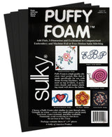 Sulky Of America 3mm Puffy Foam, 6" by 9", Black Sulky
