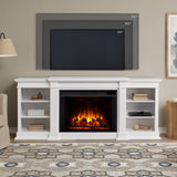 Real Flame Eliot 81" Grand Electric Fireplace TV Stand in White for TVs up to 80 inches, Entertainment Center with Adjustable Shelves and Storage, TV Stand for Living Room and Bedroom, Remote Control Real Flame
