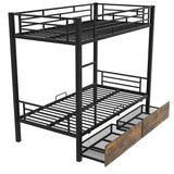 LUKEEHOM Metal Bunk Bed Twin Over Twin Convertible Twin Bunk Beds into 2 Individual Twin Size Bed with 2 Storage Drawers, No Box Spring Needed, Black LUKEEHOM