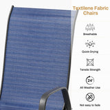 Arlopu 5 Piece Outdoor Patio Dining Set (Umbrella not Included), Porch Furniture with 4 Textline Chairs, 1 Square Glass Table for Garden, Backyard and Poolside, Lawn (Navy Blue) Arlopu