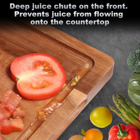 Wood Cutting Boards Set of 3 for Kitchen, Large Wooden Cutting Board with Juice Groove, Charcuterie Board, Chopping Board for Meat, Cheese, Fruits, and Vegetables (17x12, 12x10, 12x7 inch) HAONEYS