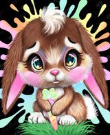 DIAMOND ART CLUB Rainbow Lil Bunny Diamond Painting Kit, Fun DIY Crafts for Adults, Round Diamond Art Canvas for Beginners, 13" x 16" (33cm x 40.7cm) DIAMOND ART CLUB