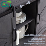 IFGET Farmhouse Buffet Cabinet, 53” Sideboard Cabinet w/3 Drawer, Rustic Storage Cabinets w/Sliding Barn Door, Coffee Bar for Dinning Room, Kitchen, Hallway, and Living Room-Dark Grey IFGET