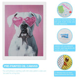 DuduYH White Boxer Dog Wearing Sunglasses Diamond Drawing Art Kit for Adults DIY Diamond Art Painting Full Drill Round Gem Art for Crafts Wall Decor 12"x16" DuduYH