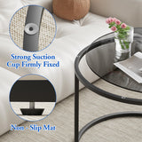 aboxoo Nesting Coffee Table Grey Glass Table Set of 2, Small Round Glass Nesting Tables for Living Room Bedroom, Accent Tea Table with Metal Frame Modern Industrial Simple aboxoo