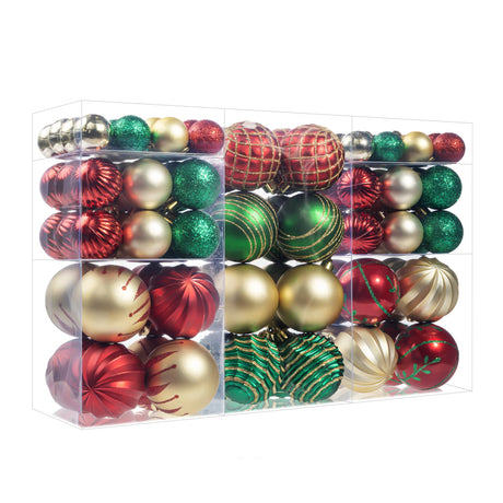 100Pcs Christmas Ball Ornaments Set, Assorted Shatterproof Christmas Ornament, Christmas Tree Theme Hanging Decoration for Xmas Tree/Holiday/Party/Home Decor (Gold & Red & Green) Forsylvanas Jewelry