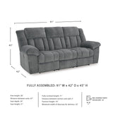 Signature Design by Ashley Tip-Off Modern Wall Hugger Power Reclining Sofa with Adjustable Headrest and USB Ports, Gray Signature Design by Ashley