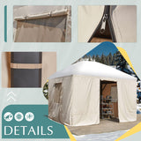 EROMMY Gazebo Cover for 10'x12' Gazebos,Outoor Waterproof Winter Gazebo Cover with Sidewalls and Mesh Windows,Convert Gazebo into a Storage Space,Beige(Gazebo not Included) EROMMY