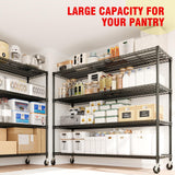 EcoSummer 2640LBS Rolling Storage Shelves,Metal Garage Shelving Units with Wheels&Feet,4 Tier Adjustable Wire Metal Shelving for Pantry Garage Commercial Industrials 73.8" H*59" W* 24" D EcoSummer