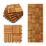 CLOVERHOLM Interlocking Deck Tiles-10PCS Waterproof Acacia Wood Patio Tiles, Easy Snap Flooring Tiles for Indoor and Outdoor,Balcony, Entry, Poolside Tiles, 12”x12”, 10sq.ft per Box, Natural CLOVERHOLM