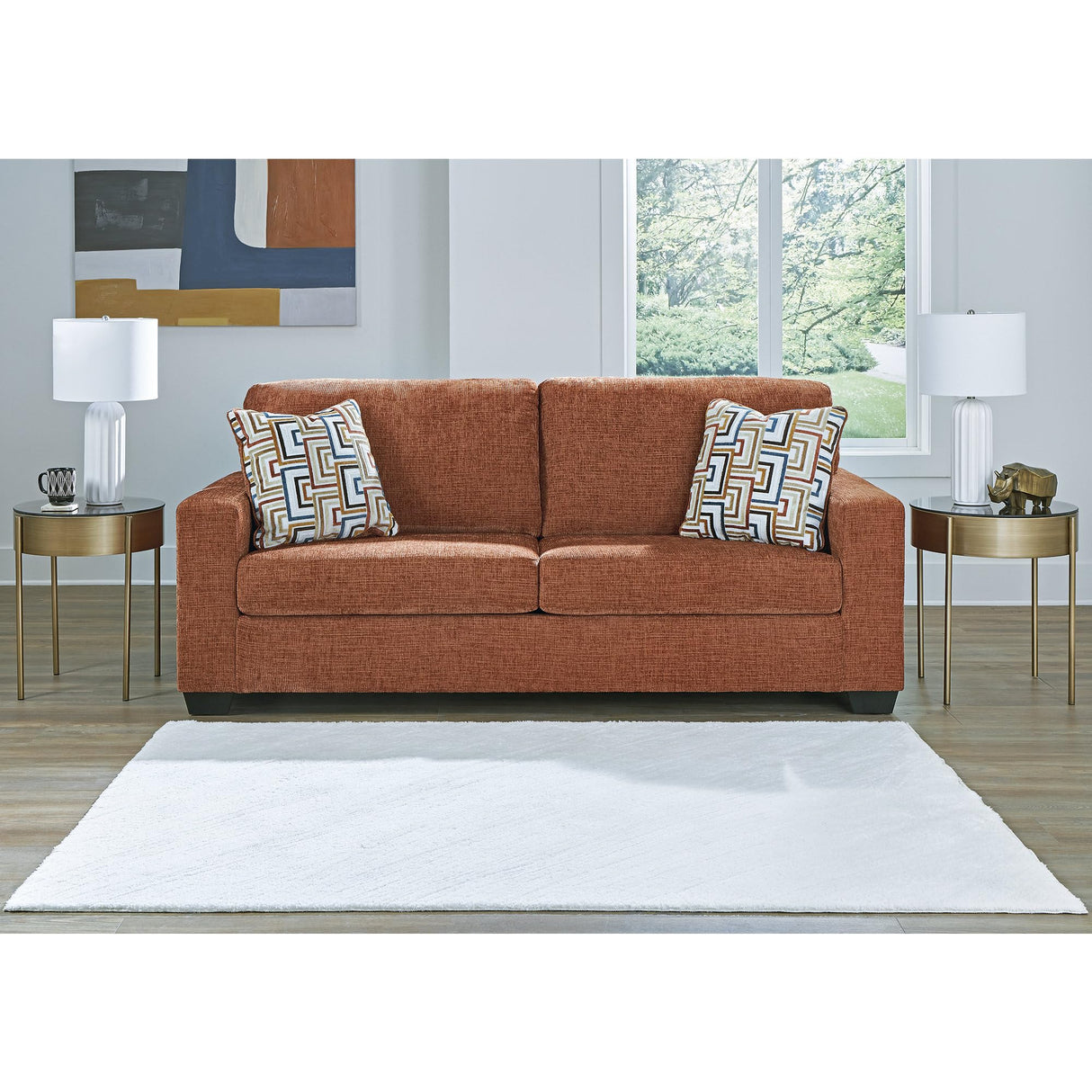 Signature Design by Ashley Aviemore Casual Sofa with 2 Accent Pillows, Orange Signature Design by Ashley