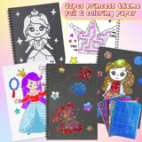 Art & Craft Activity,Foil Craft Princess DIY Fun Art Kits,No Mess Creative Foil Art Kits Set Drawing Game for Kids,Birthday Gifts Crafts Supplies Travel Toys for Girls Boys Ages 4 5 6 7 8 9 Year Old Jectivs