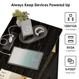 Fixwal Night Stand with Charging Station, LED Nightstand with Fabric Drawers, End Table with PU Finish, Bed Side Table, Black Oak Fixwal