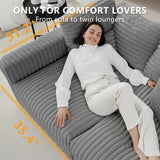 Tabaray 102.4" Oversized Cloud Couch, Convertible 4 Deep Seat Foam Sofa Couch, 2 in 1 Plush Corduroy Sofa with 6 Soft Pillows, Modern Modular Sectional Couches for Living Room, Apartment, Gray Tabaray
