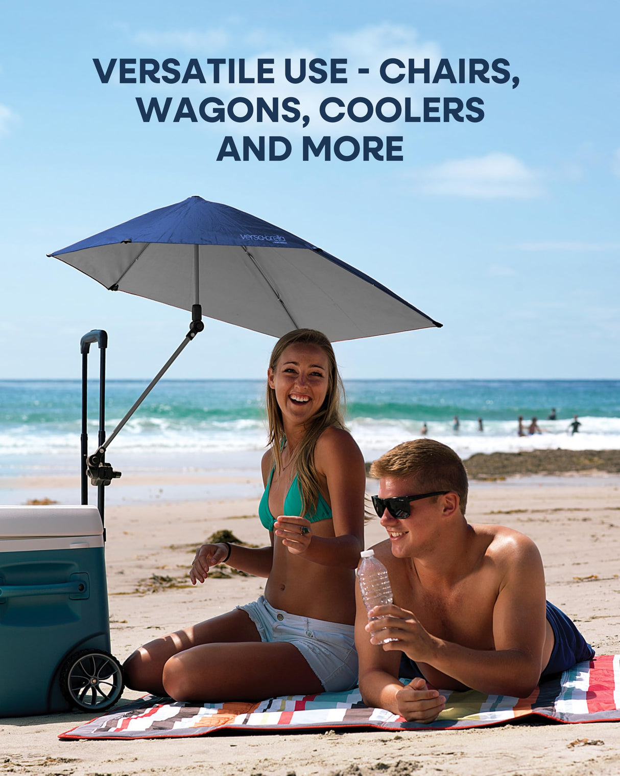 Versa-Brella UPF 50+ Personal Sun Shade - Portable Umbrella for Sports & Outdoors - Secure Clamp, 360-Degree Swivel Adjustable Position for Maximum Sun Protection - Compact with Carry Case Sport-Brella