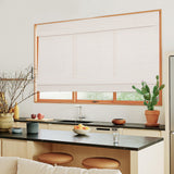 Comzone Blinds Cordless Blackout Bamboo Shades - Modern White Natural Woven Roman Blinds for Easy Installation and Room Darkening Comzone Blinds