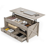 Evajoy Lift Top Coffee Table, Modern Coffee Table with 2 Storage Drawers and Hidden Compartment, X-Shape Wood Support, Center Table with Lift Tabletop for Living Room, Office,Grey,16.9''x41.3''x18.1'' Evajoy