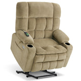 MCombo Dual Motor Power Lift Recliner Chair for Elderly, Lay Flat Lift Chair with Heat and Massage, Extra Wide Lift Recliner for Big People, Cup Holders, Fabric R7897 (Medium-Wide, Beige) MCombo