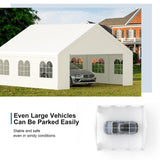 Carport, 20 x 20 Heavy Duty Carport Canopy with Removable Sidewall, Portable Garage with All-Season Tarp, Outdoor Storage Shelter Water-Resistant Car Canopy for Party Event Wedding Gathering (20x20ft) Phonjoroo