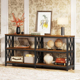 Tribesigns 70.9" Long Console Table with Storage Shelves, Industrial 3-Tier Sofa Table for Living Room, Foyer Table Entryway Table for Hallway, Front Door, Entrance, Rustic Brown & Black Tribesigns