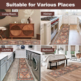 Yamaziot Washable Runner Rug, 2x8 Non-Slip Boho Vintage Hallway Rug Runner with Rubber Backing, Stain Resistant & Low Pile Faux Wool Distressed Carpet Runner for Bedroom, Kitchen, Laundry, Entrance Yamaziot