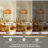 Bagood 12.4" Rattan Chandelier 1 Light Woven Rattan Pendant Light Boho Wicker Pendant Lighting Fixture Farmhouse Chandelier Light Fixture 3-Tier Drum Wicker Rattan Golden Chandelier for Dining Room Bagood