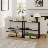 TIQLAB Small Entryway Table, 29.5" Narrow Console Table with Shelves, Sofa Table, Couch Table, Side Table, Entry Table for Hallway, Living Room, Small Space, Black TIQLAB