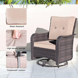 Kullavik 9 Pieces Outdoor Patio Furniture Set,PE Wicker Rattan Sectional Sofa Patio Conversation Sets with Tempered Glass Table,Swivel Rocking Chairs Set,Sand Kullavik