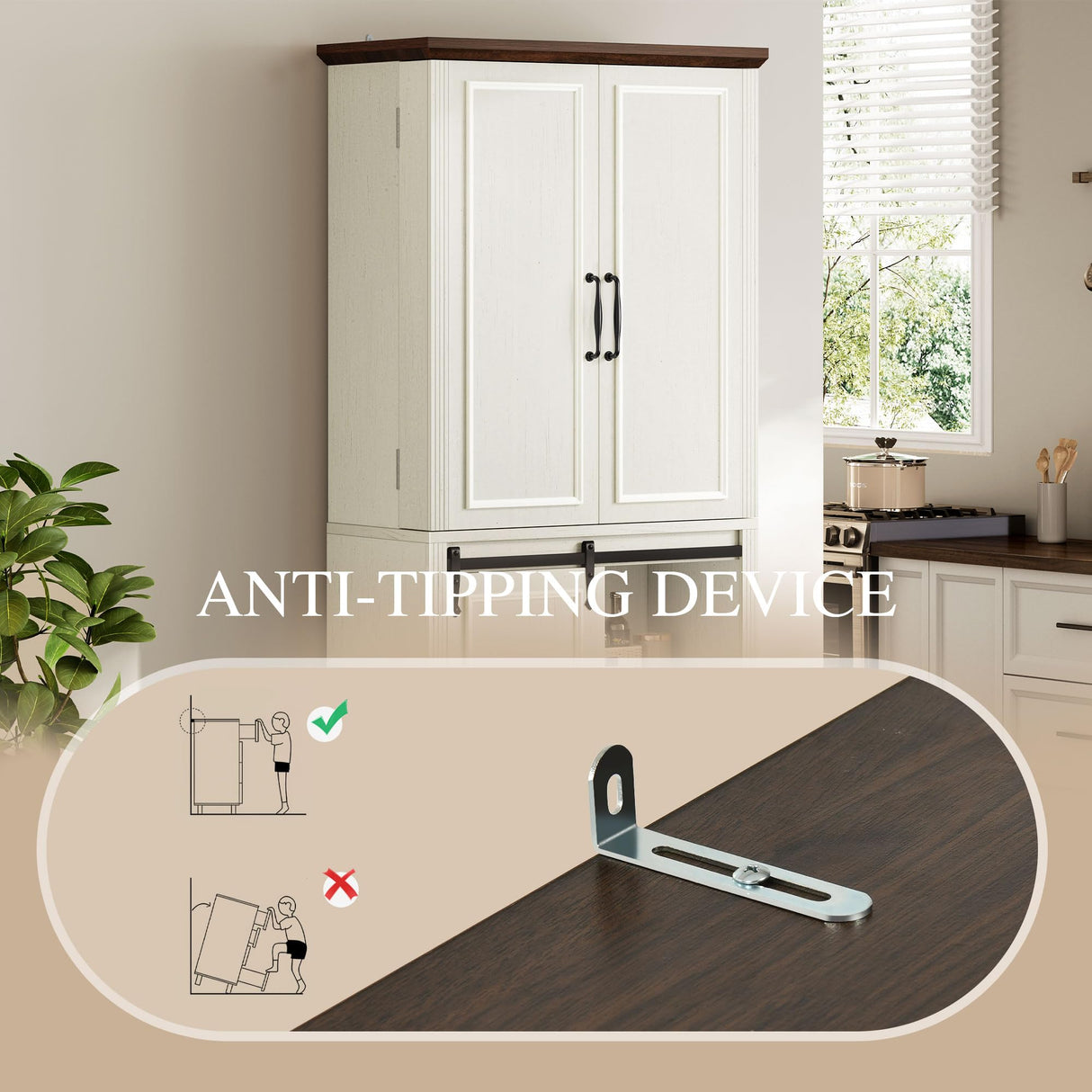 DWVO 71" Kitchen Pantry with Sliding Barn Door & Storage Drawers, Farmhouse Tall Storage Hutch Cabinet with Adjustable Shelves, Versatile Organizers for Living Room, Dining Room, Hallway, Off White DWVO