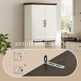 DWVO 71" Kitchen Pantry with Sliding Barn Door & Storage Drawers, Farmhouse Tall Storage Hutch Cabinet with Adjustable Shelves, Versatile Organizers for Living Room, Dining Room, Hallway, Off White DWVO