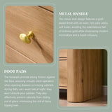 IFGET Modern 5 Drawer Dresser for Bedroom, Wooden Chest of Drawers with Curved Profile Design, 39.6" Tall Wood Dresser with Golden Metal Handle for Bedroom, Living Room, Hallway, Natural IFGET