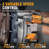 ALLOYPOWER Cordless Brushless Impact Wrench, 1475 ft-lbs (2000N.m), 1/2 High Torque power impact gun, 3-Mode Speed, 4000mAh Battery, 3 Sockets, Electric Impact Wrench Set for Car Tire Truck RV Mower ALLOY POWER