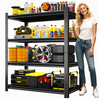 Leariso 4-Tier Heavy Duty Metal Garage Shelving Units, Adjustable & Detachable Storage Shelves, Industrial Steel Rack Shelf for Garage Storage, Tools, & Equipment (Black-63.00H*39.37W, 15.75D-4Tier)
