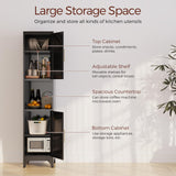 Kubohogar 75" Tall Bathroom Storage Cabinet, Metal Bathroom Floor Cabinet with Doors, Open Space, Adjustable Shelves，Freestanding Narrow Cabinets for Kitchen, Living Room, Laundry, Black Kubohogar