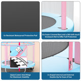 FitinOne 55" Toddler Mini Trampoline for Kids, Indoor Outdoor Toys with Swing, 440lbs Baby Kids Trampoline, Gymnastics Bar, Birthday Gifts for Boy Girl Age 1-8 FitinOne