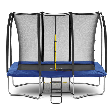 Exacme 7X10 8X12 Foot Rectangle Trampoline for Kids, Double Enclosure Openings, Small Outdoor Rectangular Trampoline with Enclosure Net, 4 Wind Stakes, Storage Bag, 330LB Capacity (Blue, 8×12 Feet) Exacme