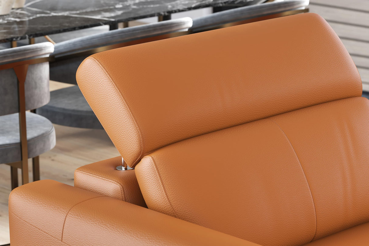 Valencia Elodie Leather Reclining Accent Chair, Italian Nappa 11000 Top Grain Leather, Power Recline & Adjustable Headrests, Modern Design for Living Room - Cognac VALENCIA THEATER SEATING