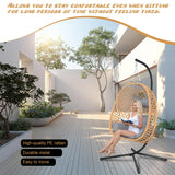 Hoffeorrad Hanging Egg Chair with Stand & Cushions - All-Weather Rattan Swing Chair for Patio, Balcony, Garden (Modern Boho Design, Ready-to-Use Indoor Outdoor) Hoffeorrad
