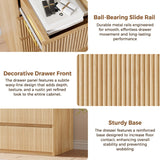 Jocoevol Fluted 5 Drawer Dresser, 43" Tall Dresser Chest of Drawers Curved Profile Design, Wood Mid Century Vertical Dresser Natural Texture for Bedroom, Oak Dresser Jocoevol